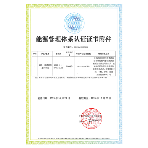 能源管理体系认证证书附件